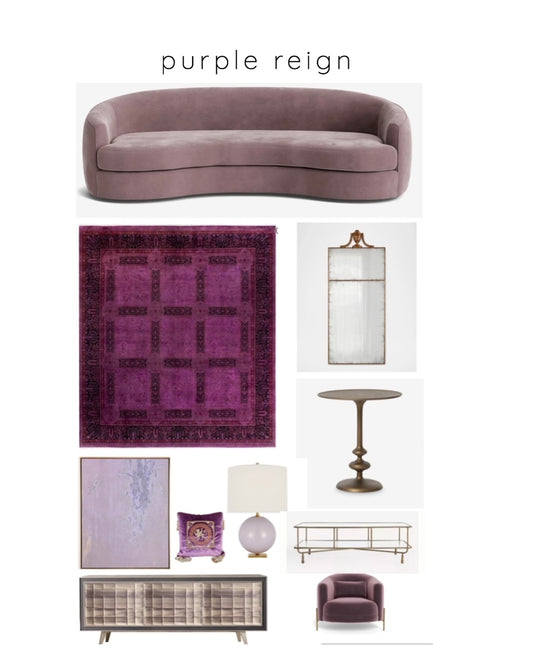 Purple Reign - Royal Purple and Lavender Luxury Contemporary Living Room interior designed RUMIE
