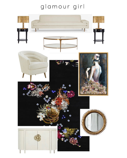 GLAMOUR GIRL - HOLLYWOOD REGENCY design luxury living room furniture and decor