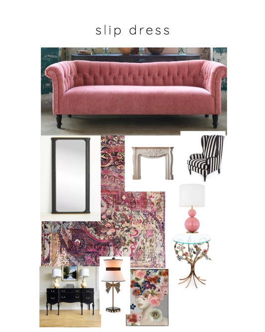 Slip Dress - Ultra femme cottage living room featuring MacKensie Childs