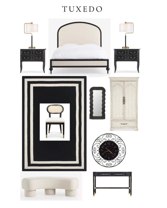 TUXEDO - A stunning formal black and white bedroom RUMIE